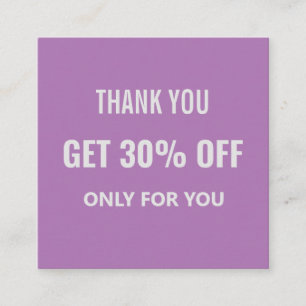 Simple Minimalist Modern Trendy Purple & White Discount Card