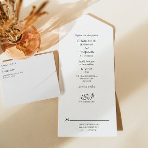 Simple Minimalist Modern Wedding All In One Invitation