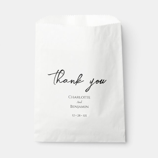 Simple Minimalist Modern Wedding Favor Bag (Front)