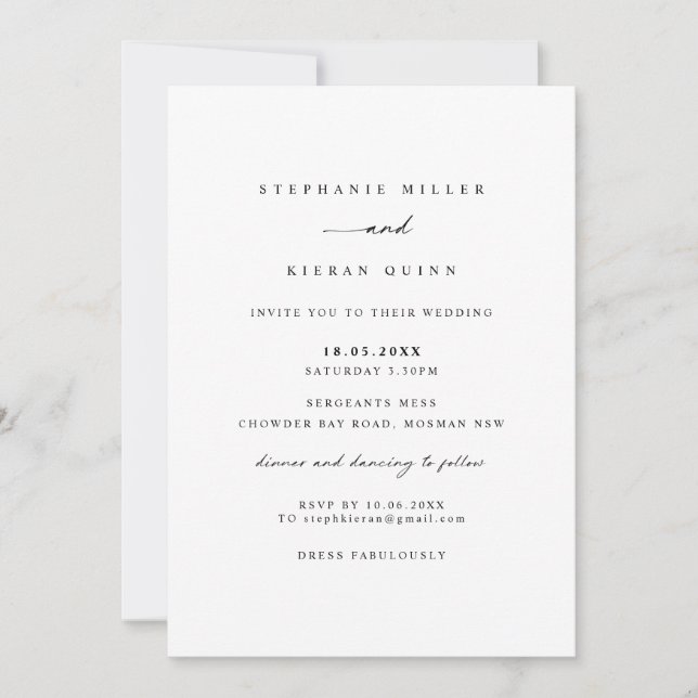 Simple Minimalist Modern Wedding Invitation (Front)