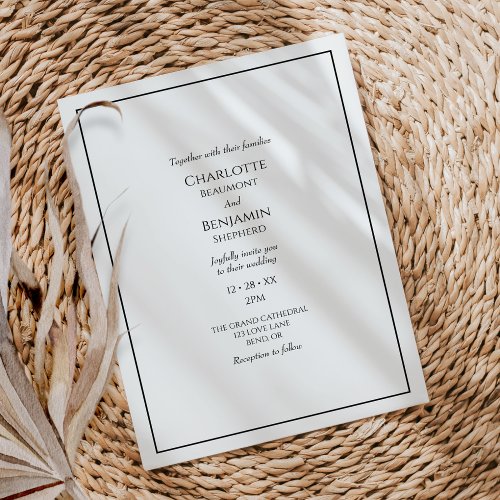 Simple Minimalist Modern Wedding Invitation