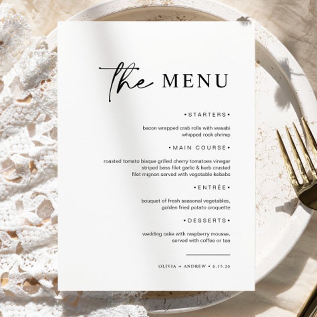 Simple Minimalist & Modern | Wedding Menu (Creator Uploaded)