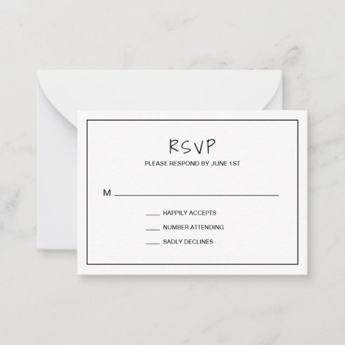 Simple Minimalist Modern Wedding Mini RSVP Card