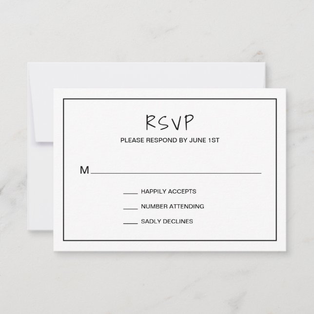 Simple Minimalist Modern Wedding RSVP Card (Front)