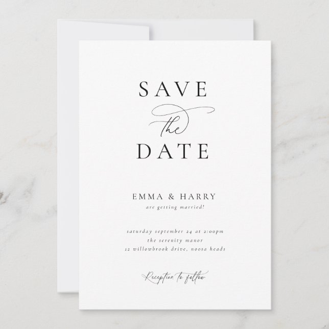 Simple Minimalist Modern Wedding Save the Date Invitation (Front)