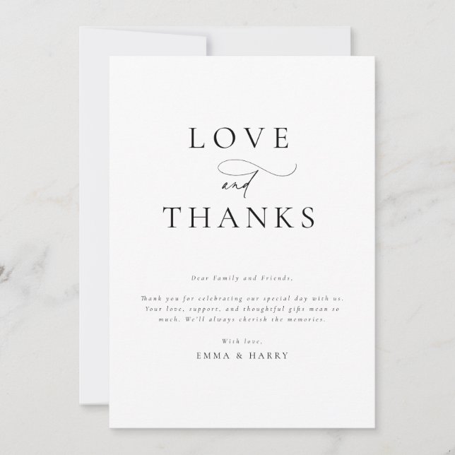 Simple Minimalist Modern Wedding Thank You Card (Front)