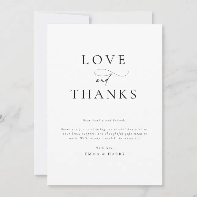 Simple Minimalist Modern Wedding Thank You Card | Zazzle