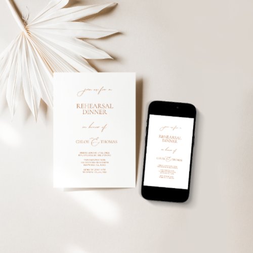 Simple Minimalist Modern White Rehearsal Dinner In Invitation