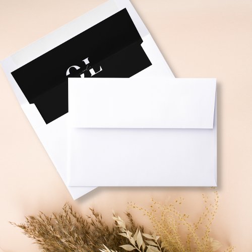 Simple Minimalist Monogram Black and White Envelope Liner