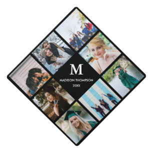 Simple Minimalist Monogram Custom Photo Graduation Cap Topper