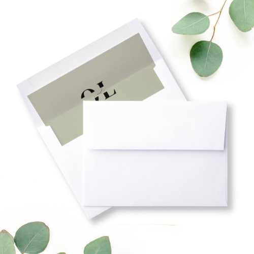 Simple Minimalist Monogram Green Sage Envelope Liner