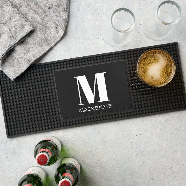 Simple Minimalist Monogram Initial Name Bar Mat (Insitu (Bar 1))