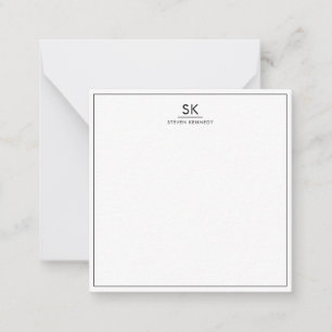 Simple Minimalist Monogram Initials Custom Name   Note Card
