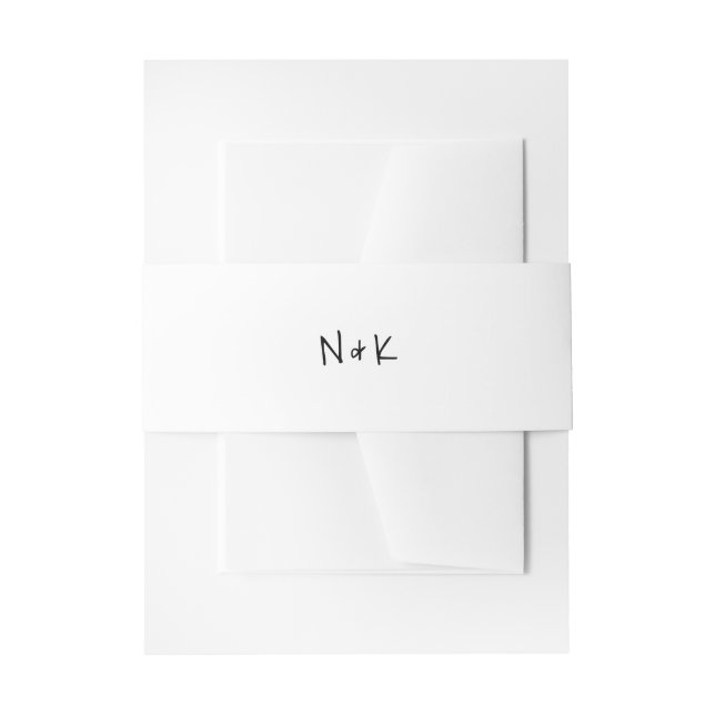 Simple Minimalist Monogram Modern Wedding Invitation Belly Band (Front Example)