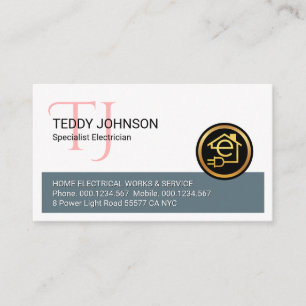 Simple Minimalist Monogram Name Electric Business Card