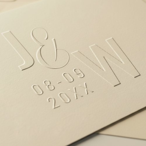 Simple Minimalist Monogram Save the Date Embosser