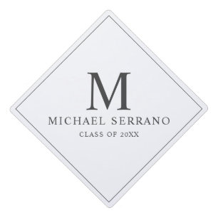 Simple Minimalist Monogram Typography Graduation Cap Topper