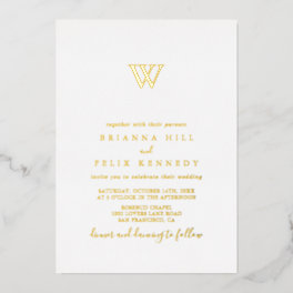 Simple Minimalist Monogram Wedding Foil Invitation