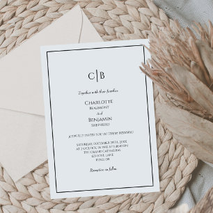 Simple Minimalist Monogram Wedding Invitation