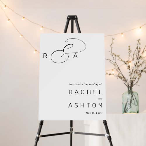 Simple Minimalist Monogram Wedding Welcome Foam Board