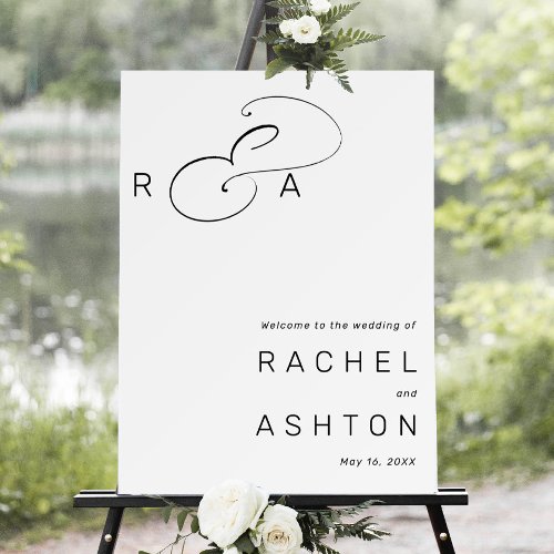 Simple Minimalist Monogram Wedding Welcome Sign