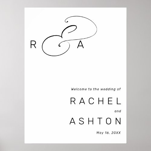 Simple Minimalist Monogram Wedding Welcome Sign