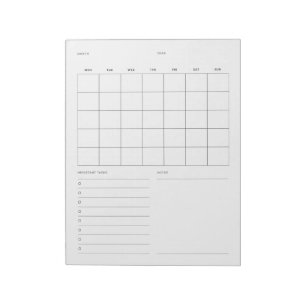 Simple Minimalist Monthly Planner and To Do List Notepad