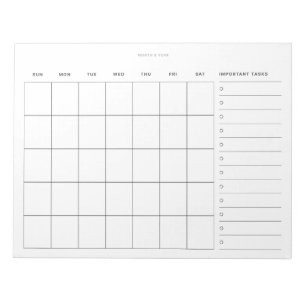 Simple Minimalist Monthly Planner and To Do List Notepad