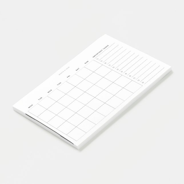 Simple Minimalist Monthly Planner and To Do List Post-it Notes (Angled)