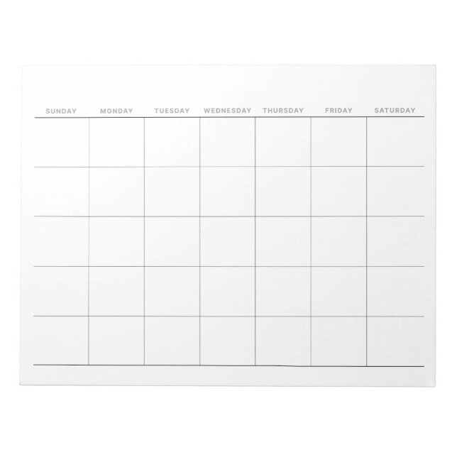 Simple Minimalist Monthly Planner Notepad (Front)