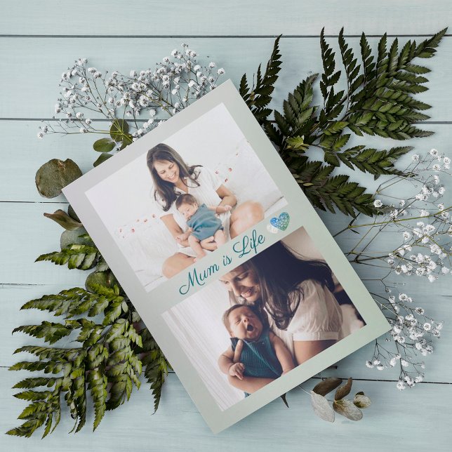 Simple Minimalist Mother's Day 2photo Holiday Card (Creator Uploaded)