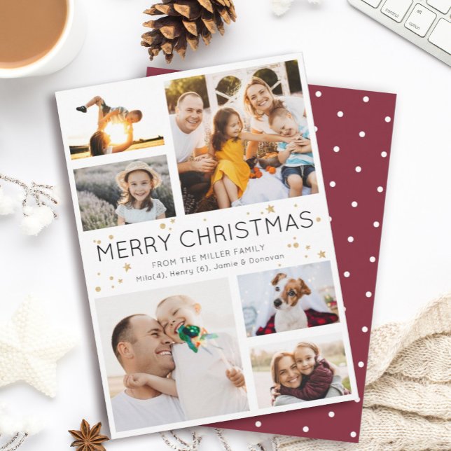 Simple Minimalist Multi Photo Collage Modern Holid Holiday Card (Creator Uploaded)