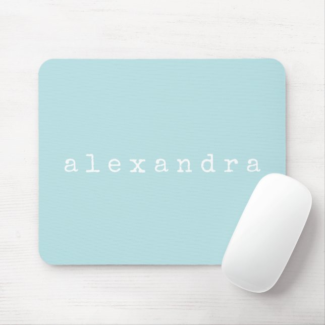 Simple Minimalist Name Design Aqua Pastel Custom Mouse Pad (With Mouse)