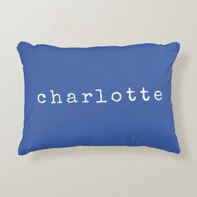 Simple Minimalist Name Design in Blue Custom Accent Pillow (Front)