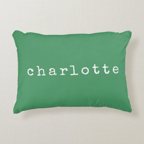 Simple Minimalist Name Design in Green Custom Accent Pillow