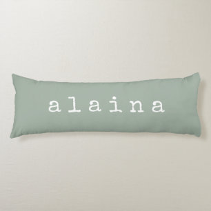 Simple Minimalist Name Design in Sage Green Body Pillow
