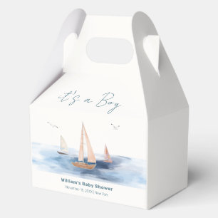 Simple Minimalist Nautical Sailboat Baby Shower Favor Boxes