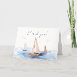 Simple Minimalist Nautical Sailboat Baby Shower Letterpress Thank You Card
