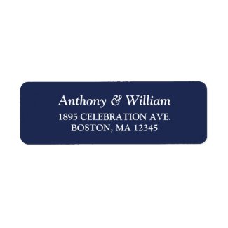 Simple Minimalist Navy Blue and White Wedding Label