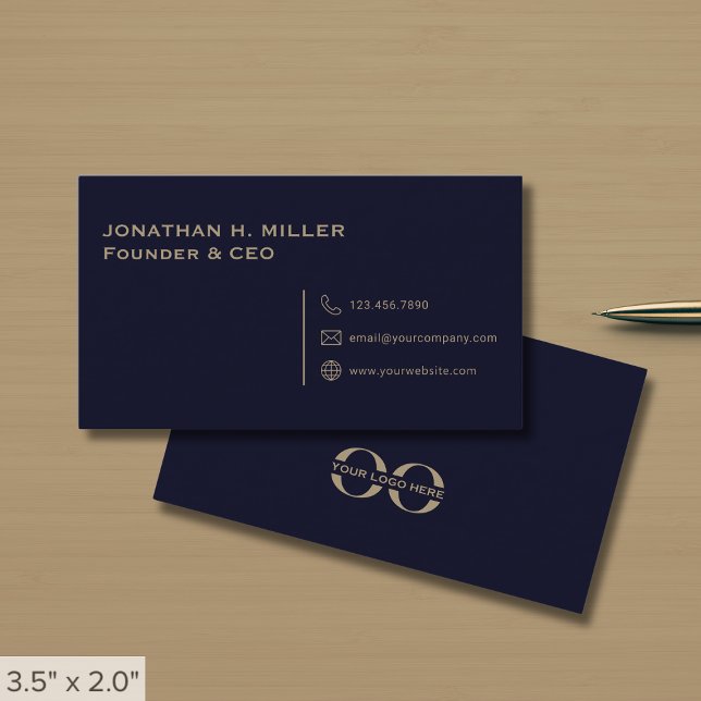 Simple Minimalist Navy Blue Business Card (Creator Uploaded)