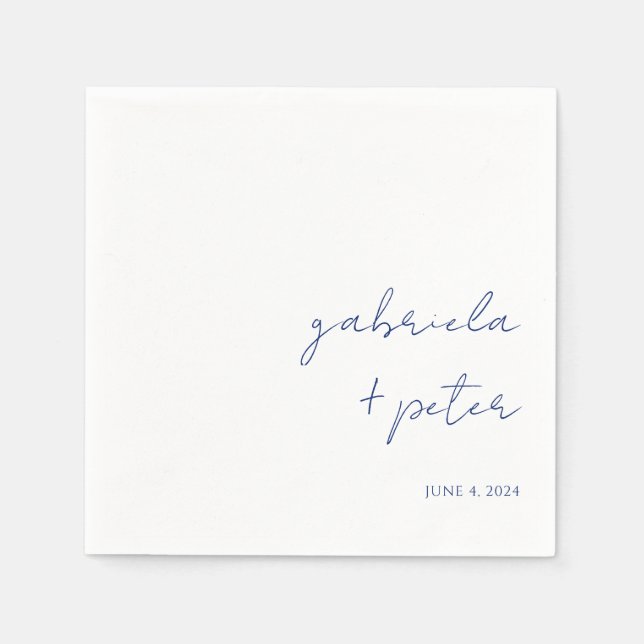 Simple Minimalist Navy Blue Modern Wedding Napkins (Front)