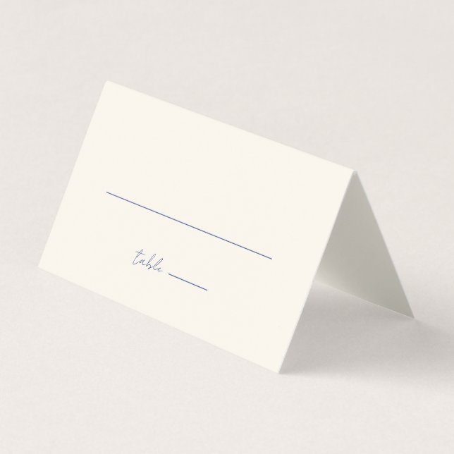 Simple Minimalist Navy Blue Wedding Place Card (Front)