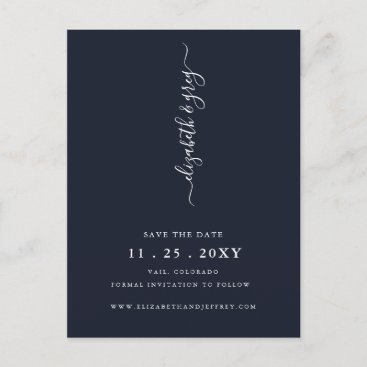 Simple Minimalist Navy Save The Date   Announcement Postcard