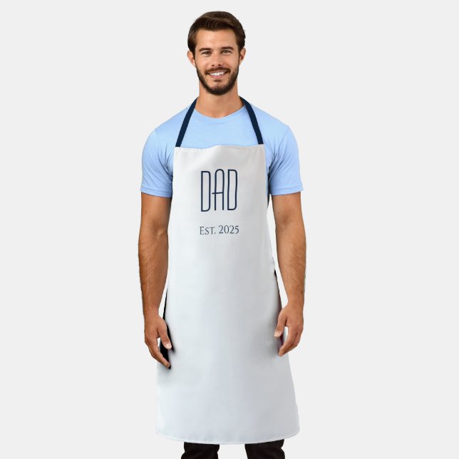 Simple Minimalist New Dad Navy Blue Typography  Apron (Worn)