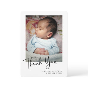 Simple Minimalist Newborn Baby Photo  Thank You Card