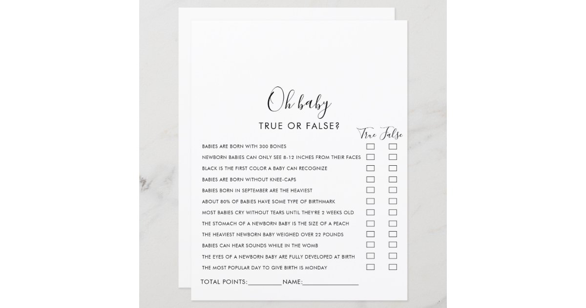Simple Minimalist Oh Baby Shower Game | Zazzle