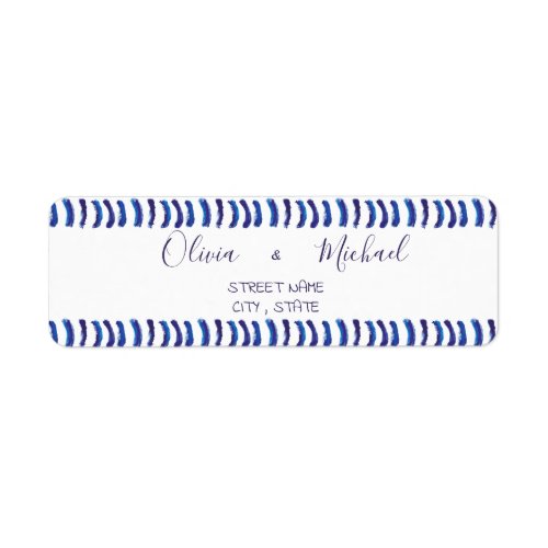 Simple Minimalist Oil Paint Blue Lines Address Label