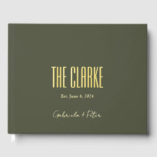 Simple Minimalist Olive Green & Gold Foil Wedding Foil Guest Book