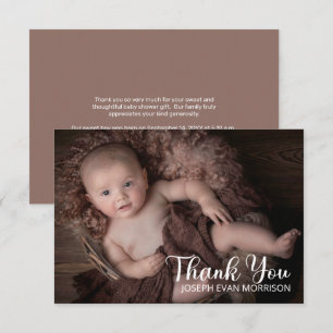 Simple Minimalist One Photo Baby Shower Thank You