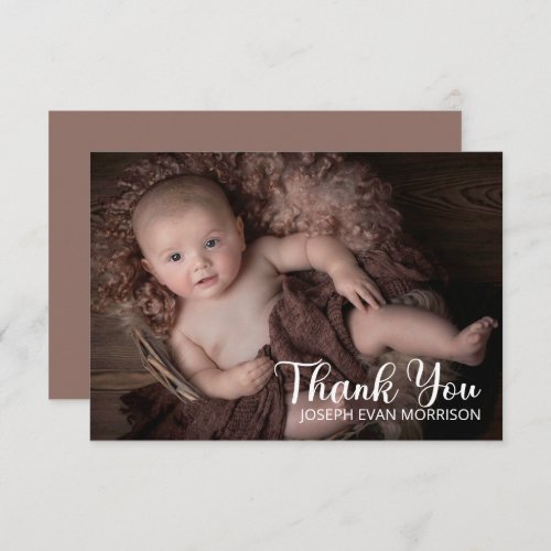 Simple Minimalist One Photo Baby Shower Thank You